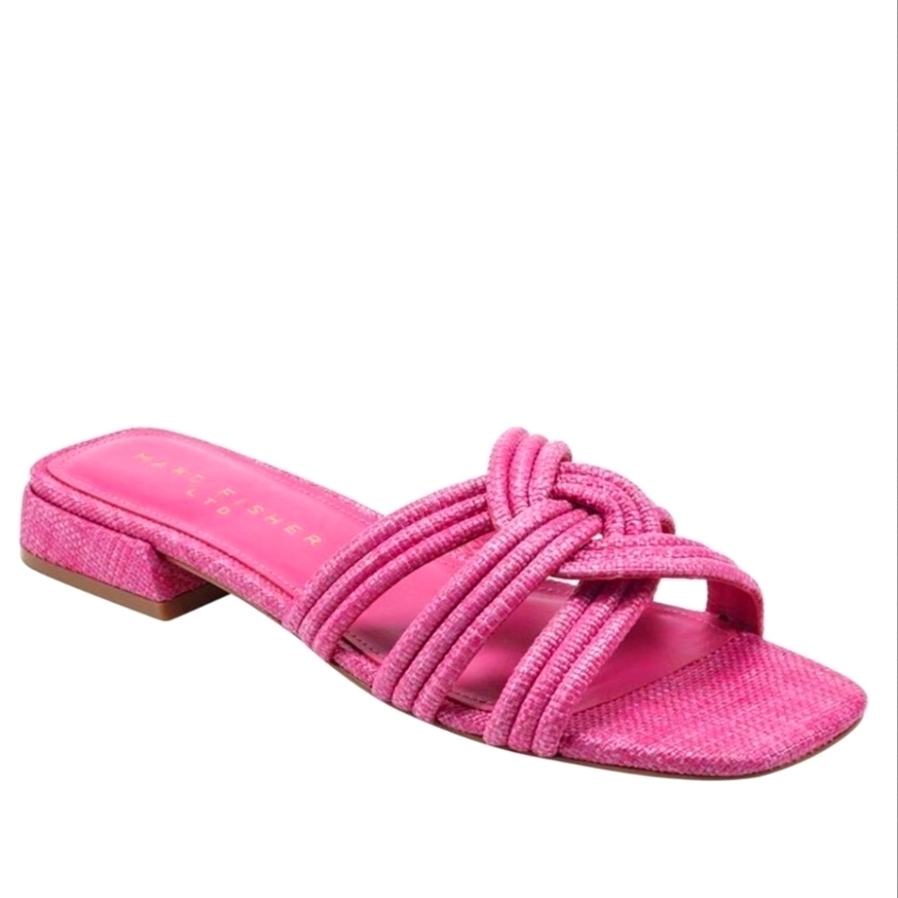 Marc Fisher Casara Fuchsia Pink Knotted Slide Sandals Size 8.5